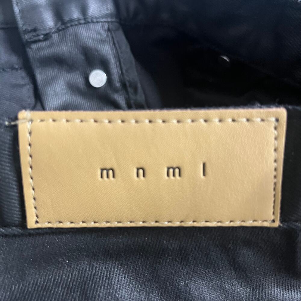 MNML M5 Coated Skinny Jeans Black 29 Waxed Finish Zip Ankle Stretch Streetwear - Picture 10 of 13